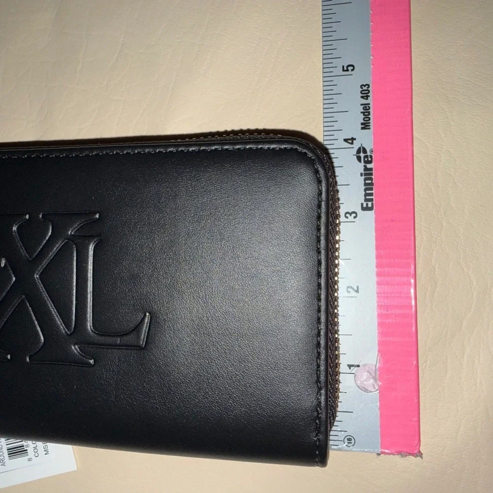 CXL by Christian Lacroix Black Embossed Logo Zip Around Wristlet Wallet NEW